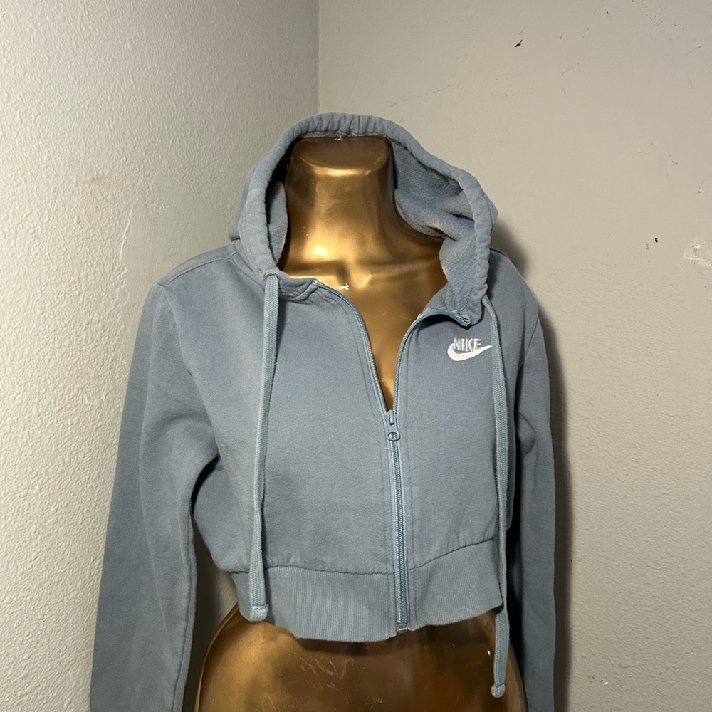 Nike Light Blue Cropped Zip Hoodie